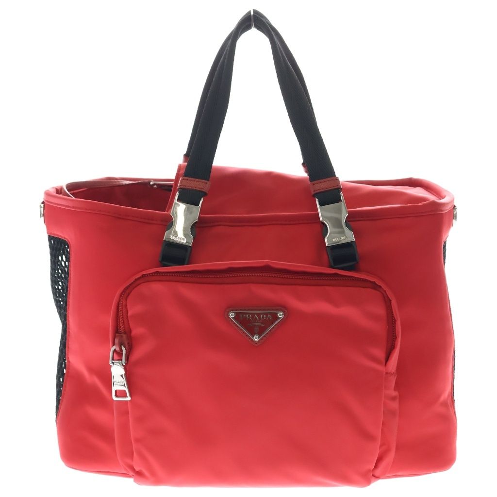 PRADA (プラダ) ペットバッグ ショルダーバッグ ハンドバッグ レッド ナイロン 2VC030
