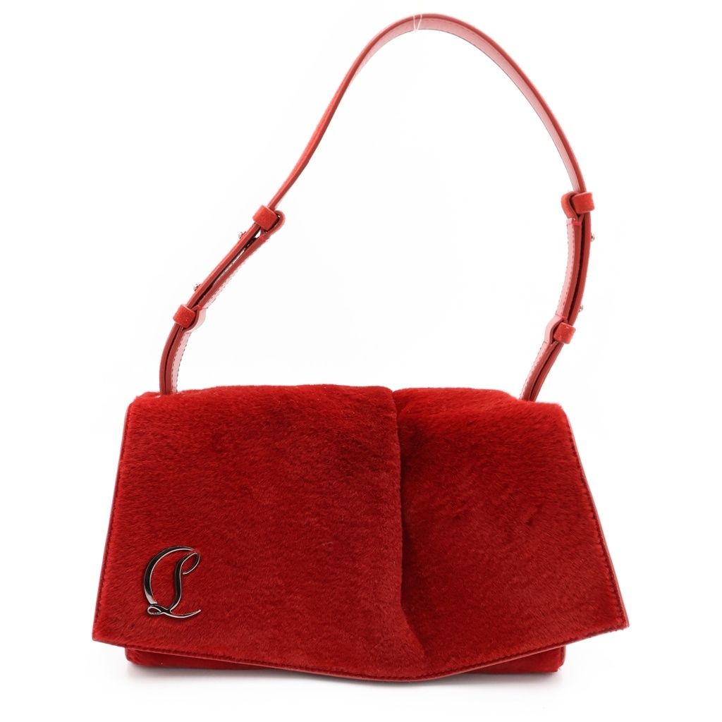 CHRISTIAN LOUBOUTIN (クリスチャンルブタン) Baggy Small Beige Shoulder Bag バギー フォールドオーバートップ スモール ショルダーバッグ レッド