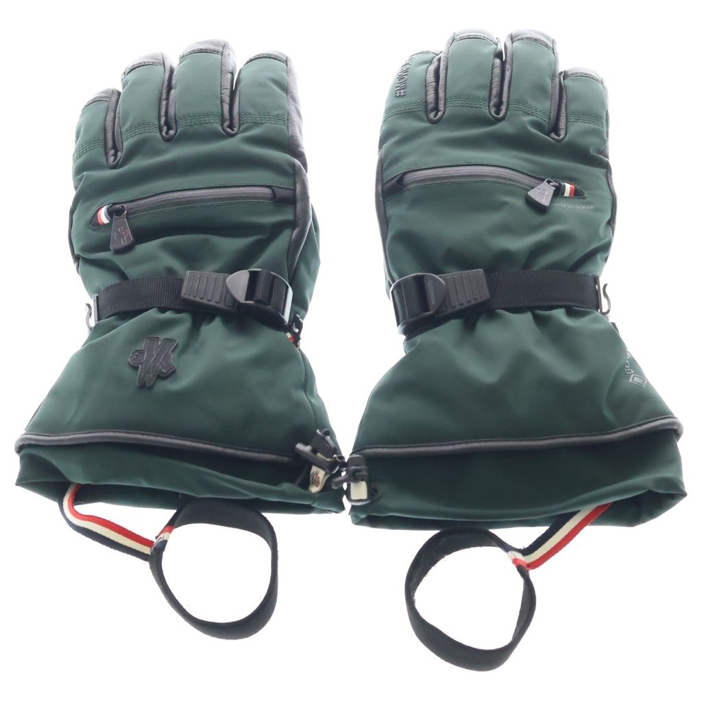 MONCLER (モンクレール) 23AW GLOVES レザー切替 ナイロングローブ グリーン/ブラック I20973A00002