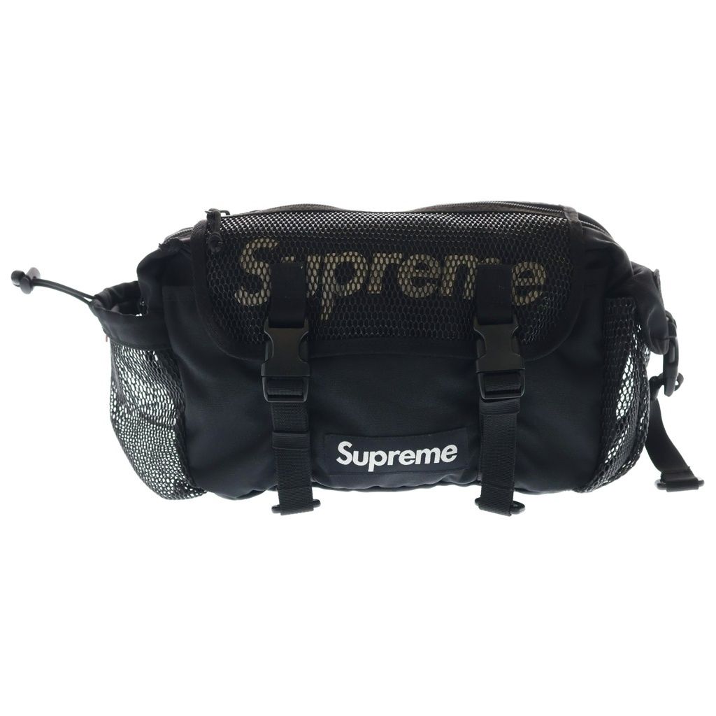 SUPREME (シュプリーム) 20SS Waist Bag ロゴデザイン マルチポケット ウエストバッグ ブラック