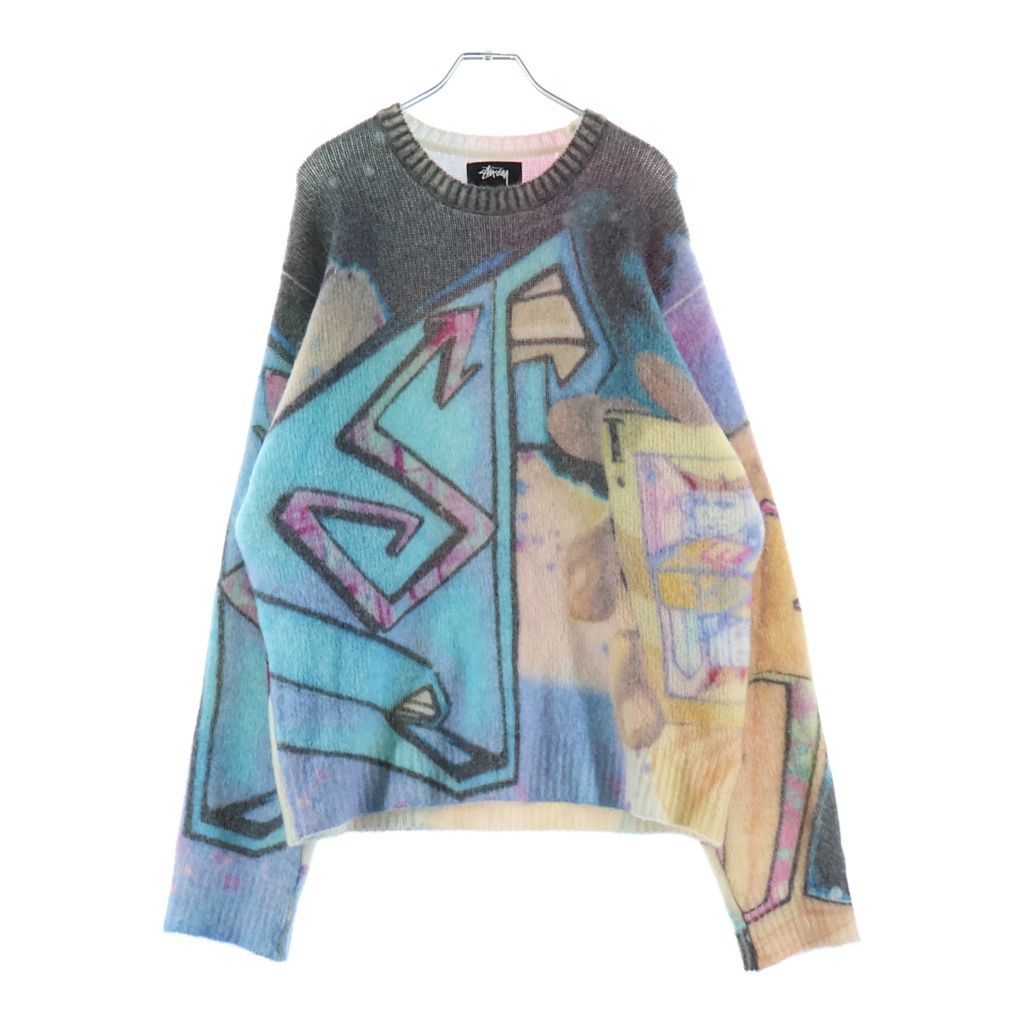 STUSSY (ステューシー) 22AW GOLDIE SWEATER 総柄 モヘアニットセーター マルチ