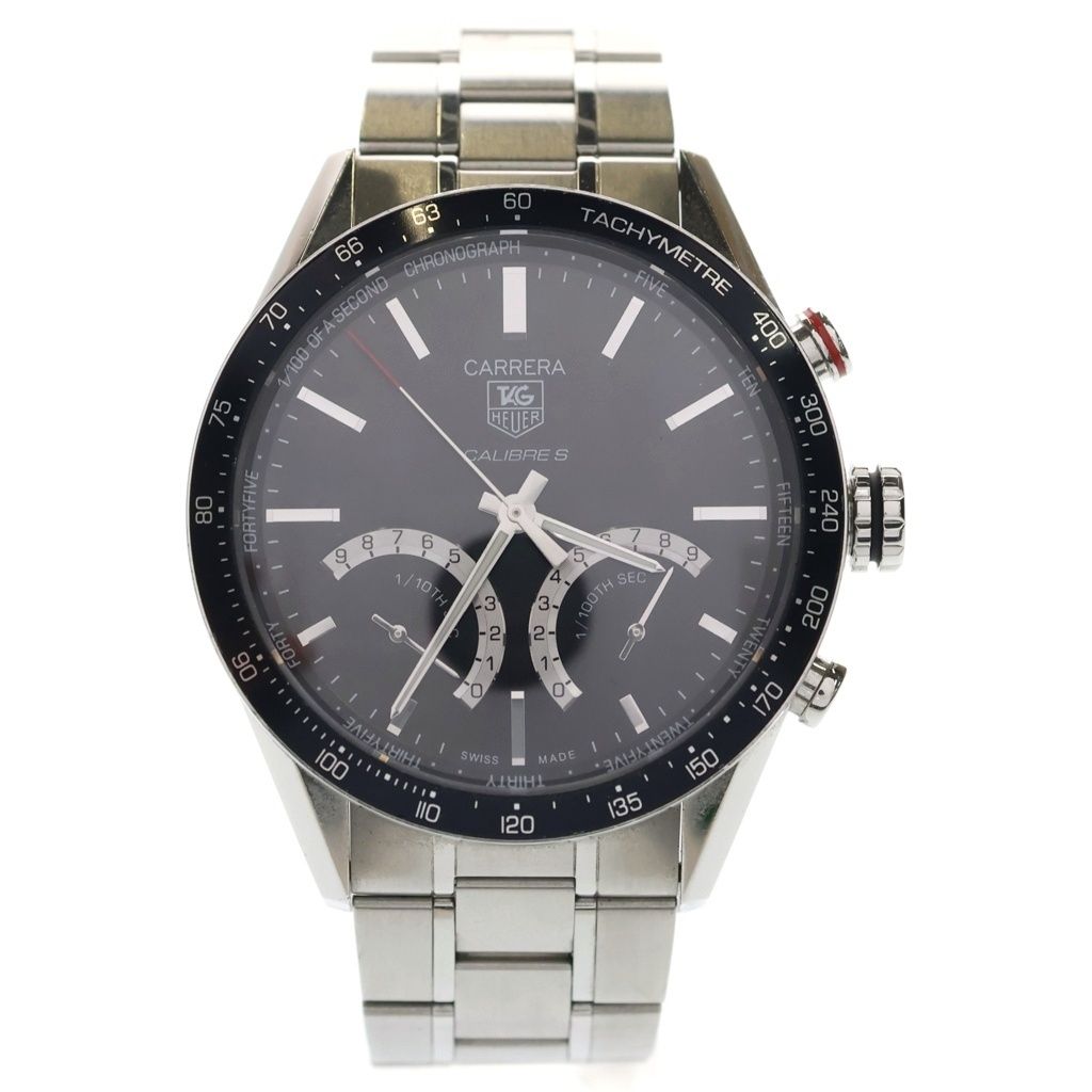 TAG HEUER (タグホイヤー) カレラ キャリバーS 黒文字盤 ステンレス クオール SS/QZ CV7A12 腕時計