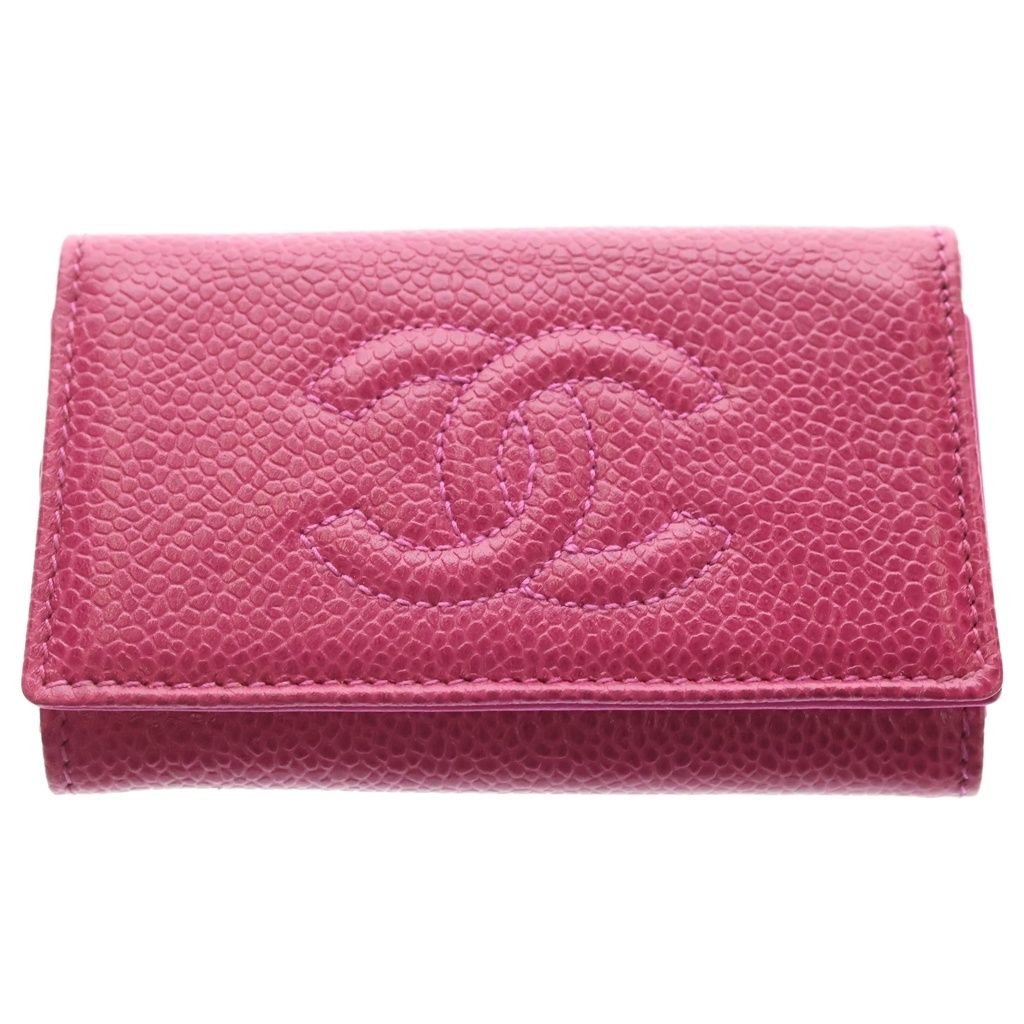 CHANEL (シャネル) ココマーク キャビアスキン レザー キーケース ピンク 3番台