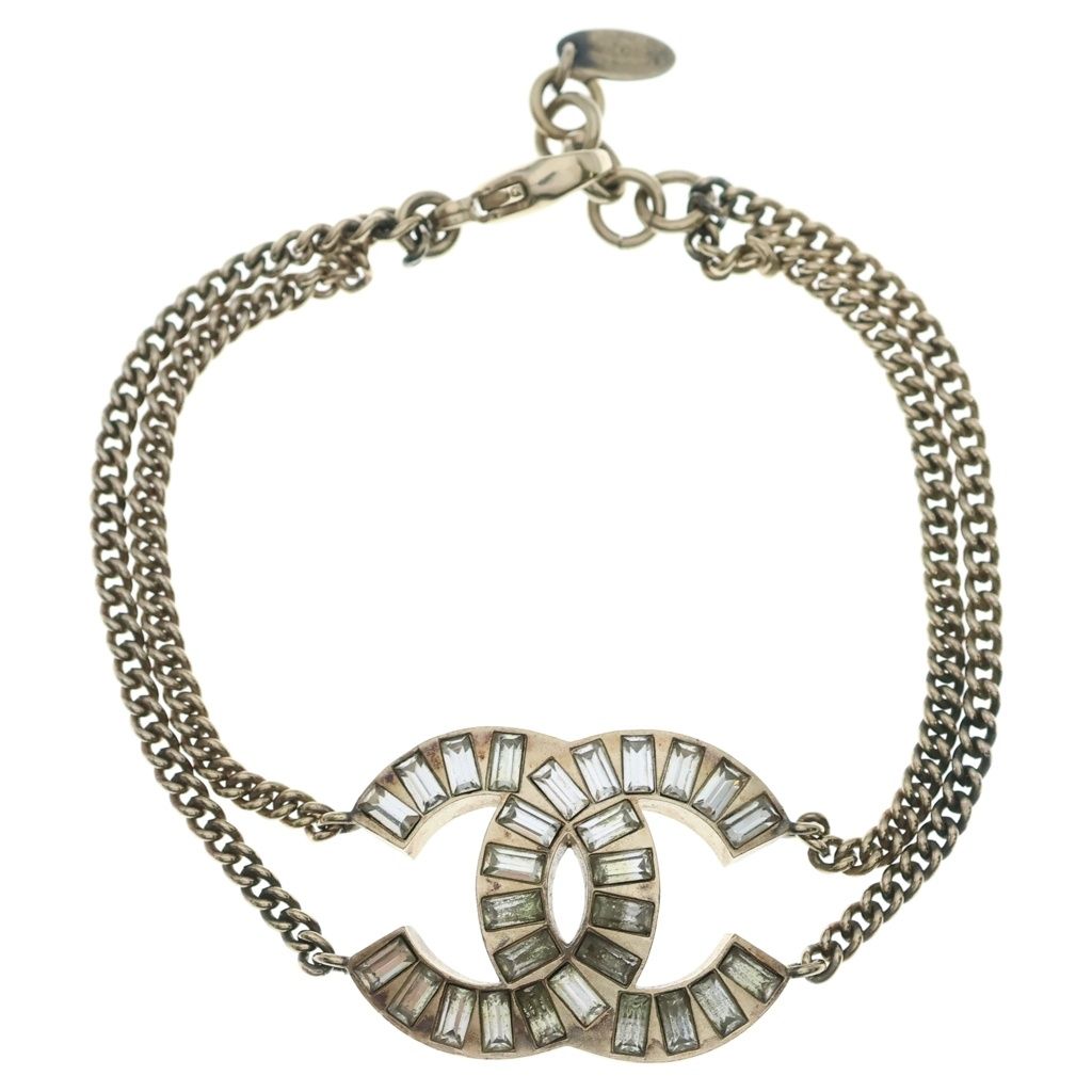 CHANEL (シャネル) ココマーク ラインストーン ブレスレット ゴールド