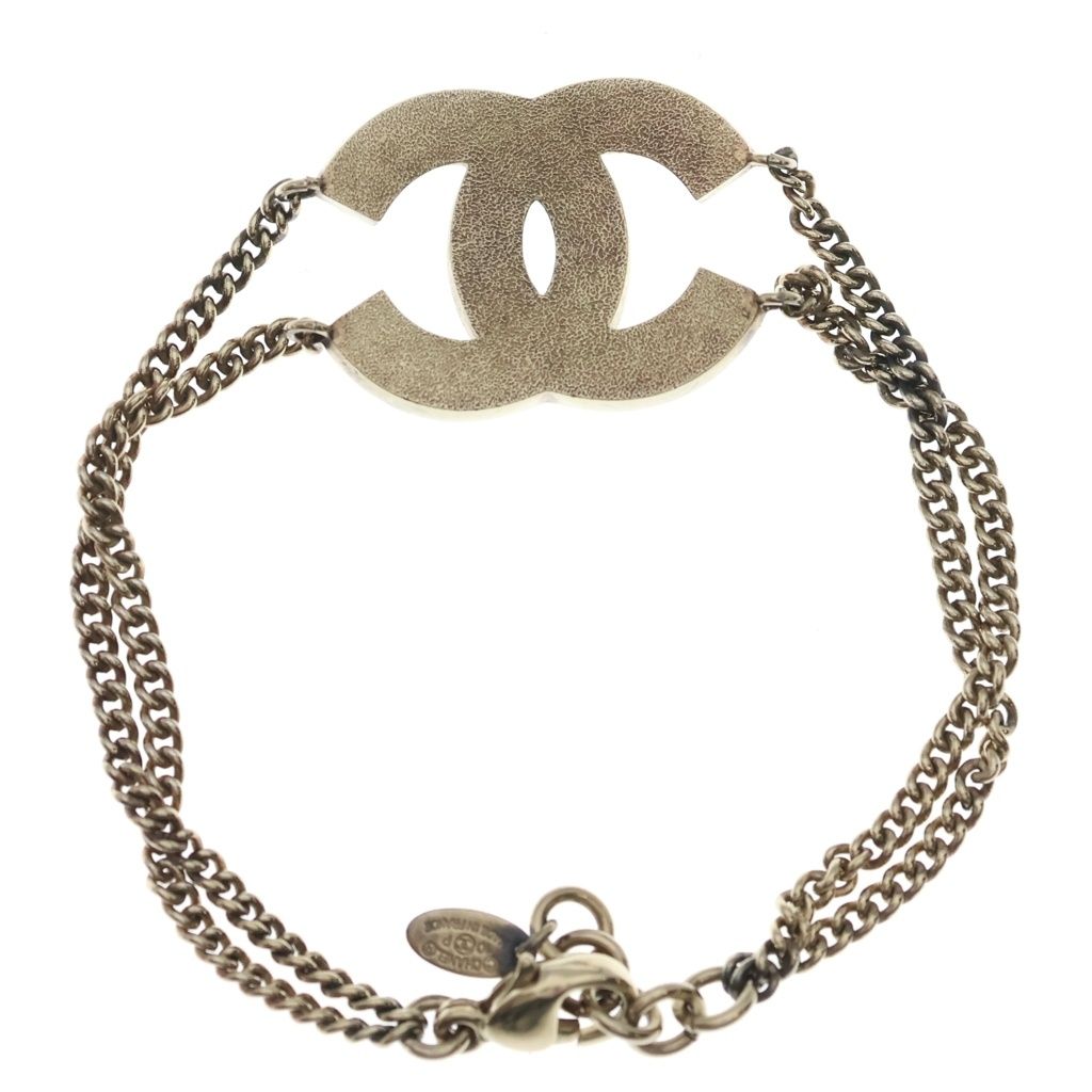 CHANEL (シャネル) ココマーク ラインストーン ブレスレット ゴールド 