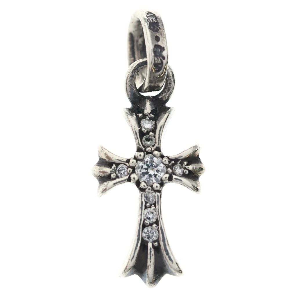 CHROME HEARTS (クロムハーツ) CRS BBYFAT P DMND ベイビーファットクロス PAVEダイヤ ペンダントトップ シルバーBCA234