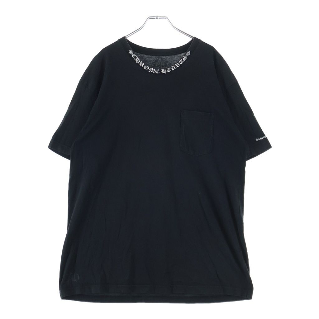 CHROME HEARTS (クロムハーツ) CH T-SHIRT ネックロゴ 半袖Tシャツ ブラック