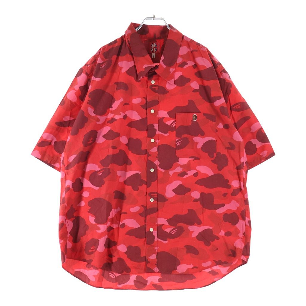 A BATHING APE (アベイシングエイプ) PHARRELL CAMO ファレルカモ総柄 半袖シャツ レッド