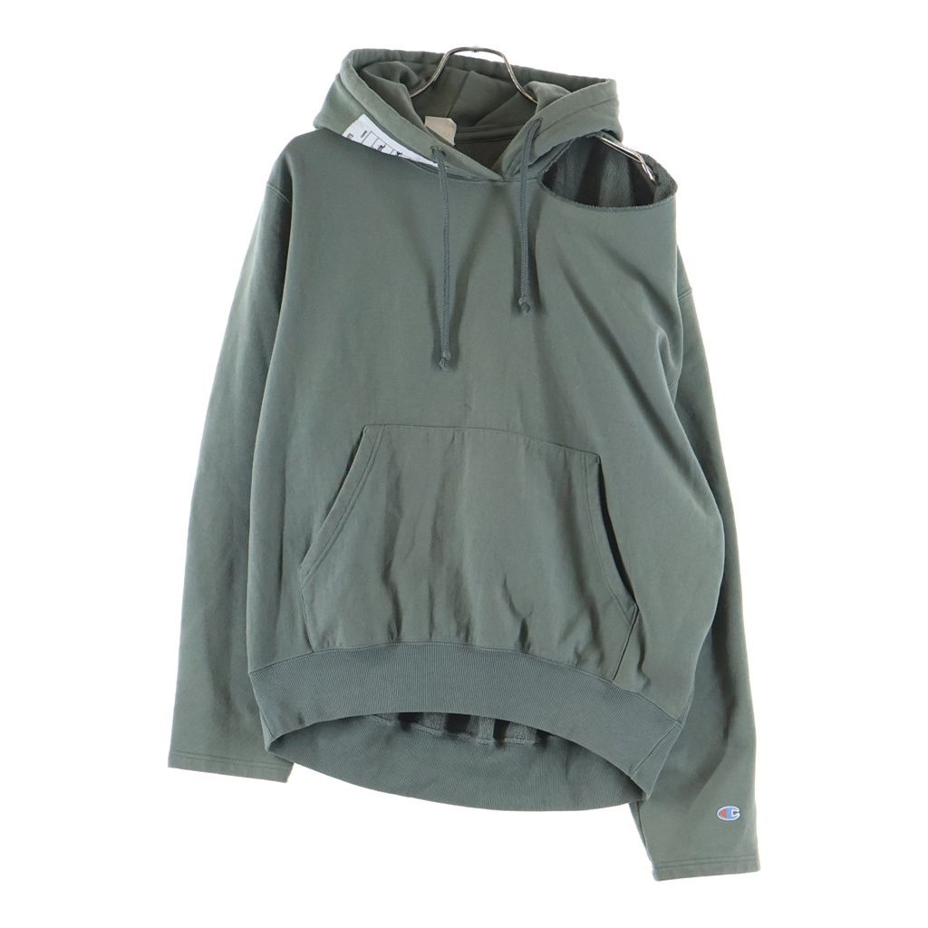 VETEMENTS (ヴェトモン) ×Champion Cut Out Hoodie チャンピオン カットアウト プルオーバースウェットパーカー フーディー グレー WSS17CH4