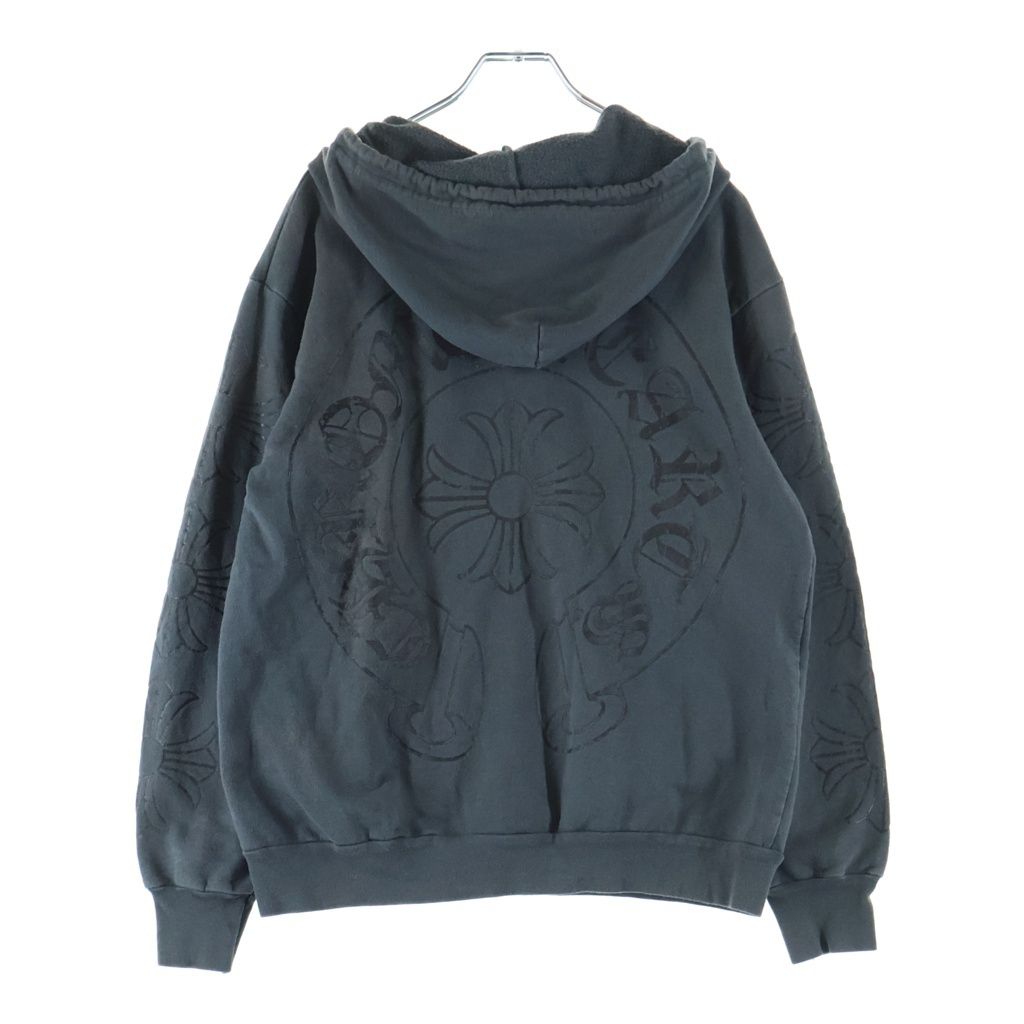 CHROME HEARTS (クロムハーツ) OLD ホースシュー バックプリント ダガージップアップパーカー フーディ グレー