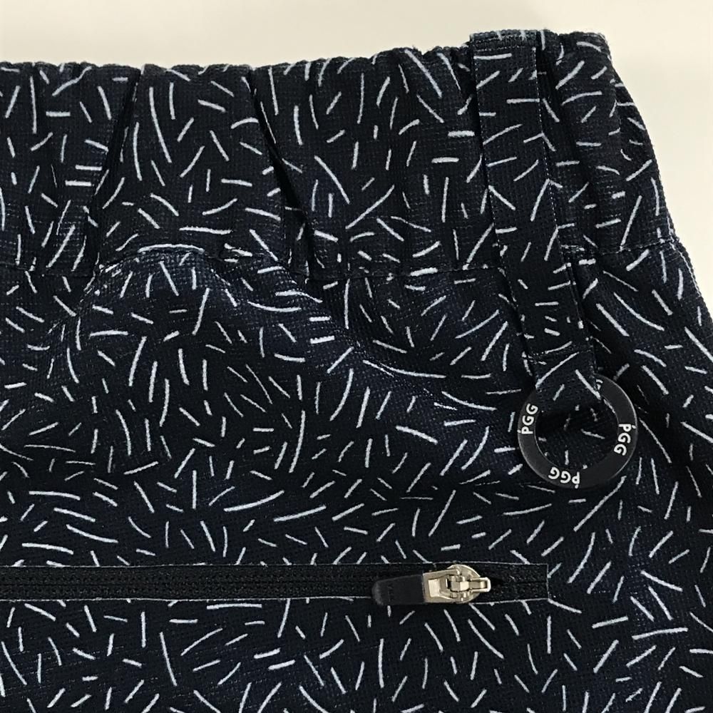 【美品】PGGパーリーゲイツ パンツ ネイビー×白 一部柄 裾サイドジップ ストレッチ レディース 1(M) ゴルフウェア PEARLY GATES ゴルフ 【美品】PGGパーリーゲイツ パンツ ネイビー×白 一部柄 裾