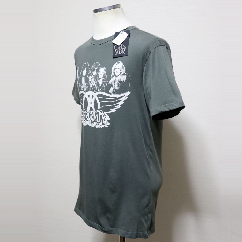 エアロスミス Tシャツ メンズ L 新品 タグ付き AEROSMITH バンドT チャコールグレー ニーマンマーカス取扱 ビンテージ加工 メンバーフォト ウイングロゴ 正規品 アメリカ古着