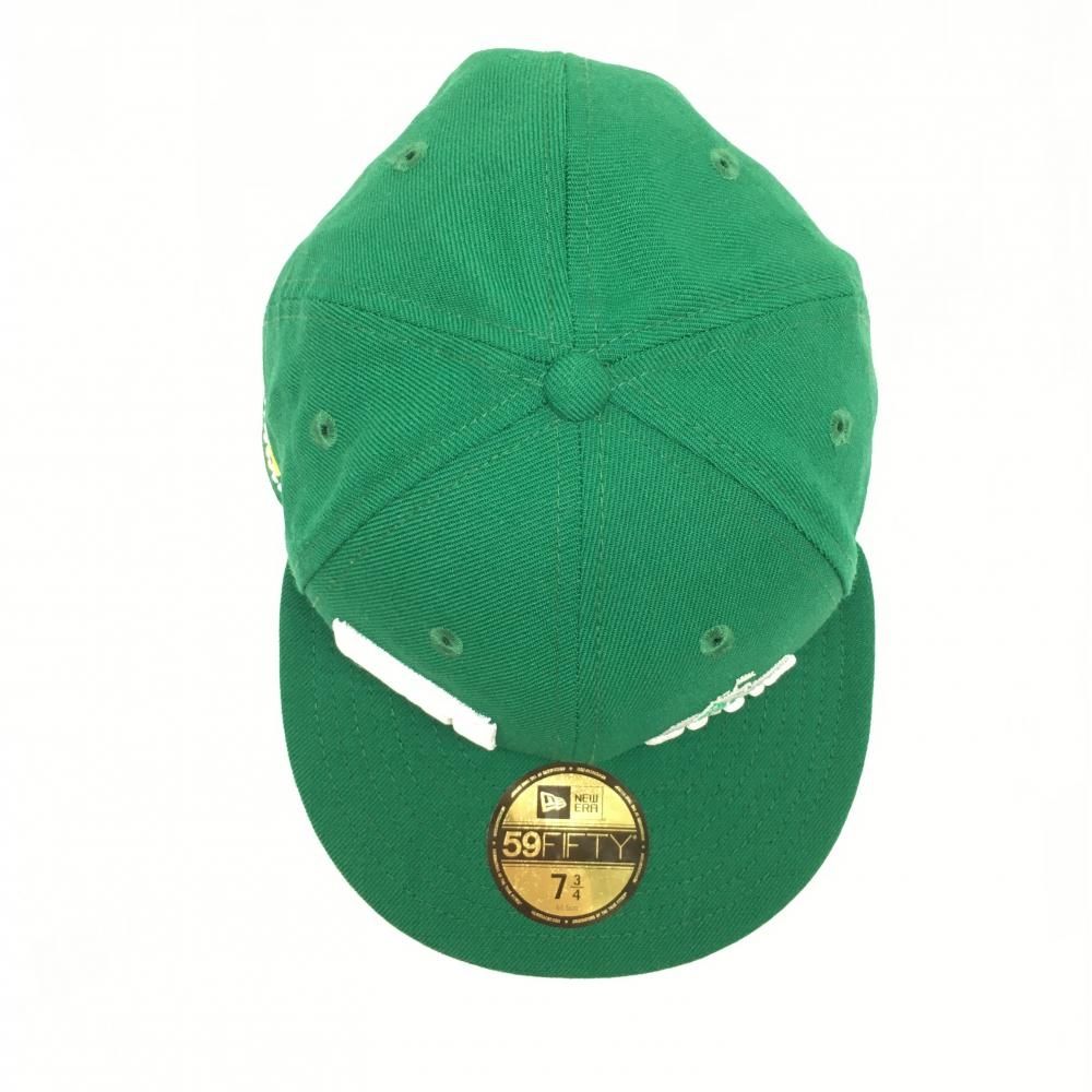 【美品】ニューエラ×タングラム×クラブハウス フラットキャップ グリーン×白 立体ロゴ刺しゅう 7 3/4(61,5cm) ゴルフウェア New Era