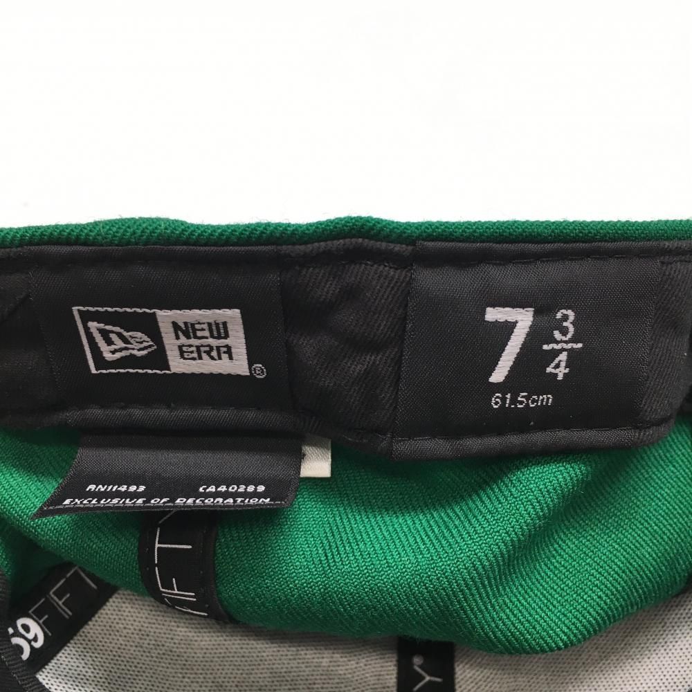 【美品】ニューエラ×タングラム×クラブハウス フラットキャップ グリーン×白 立体ロゴ刺しゅう 7 3/4(61,5cm) ゴルフウェア New Era