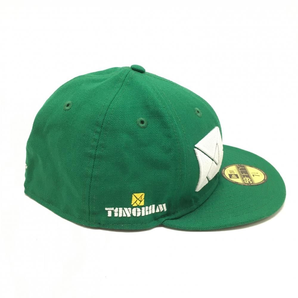 【美品】ニューエラ×タングラム×クラブハウス フラットキャップ グリーン×白 立体ロゴ刺しゅう 7 3/4(61,5cm) ゴルフウェア New Era