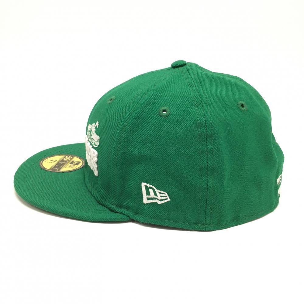 【美品】ニューエラ×タングラム×クラブハウス フラットキャップ グリーン×白 立体ロゴ刺しゅう 7 3/4(61,5cm) ゴルフウェア New Era
