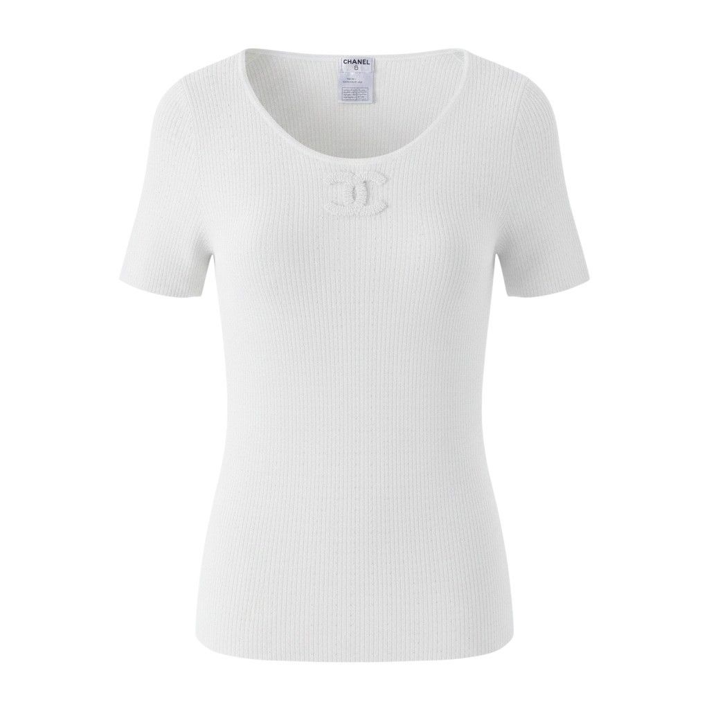 Ce27 【美品】 CHANEL シャネル 2009年 ココマーク サマーニット チュニック丈 P35183 サイズ40 ホワイト レディース 女性服ta1
