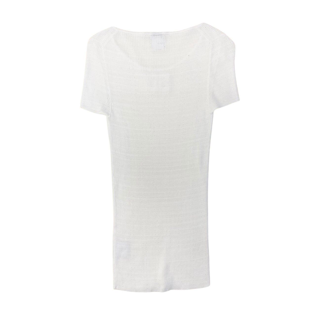 Ce27 【美品】 CHANEL シャネル 2009年 ココマーク サマーニット チュニック丈 P35183 サイズ40 ホワイト レディース 女性服ta1