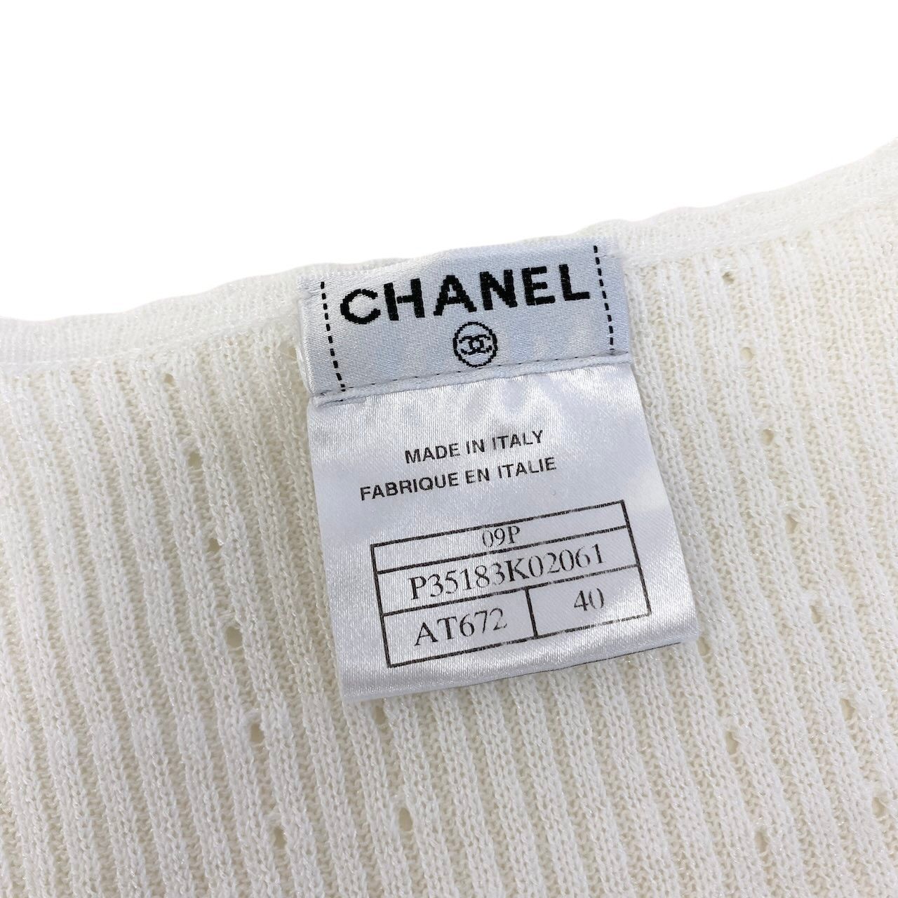 Ce27 【美品】 CHANEL シャネル 2009年 ココマーク サマーニット チュニック丈 P35183 サイズ40 ホワイト レディース 女性服ta1