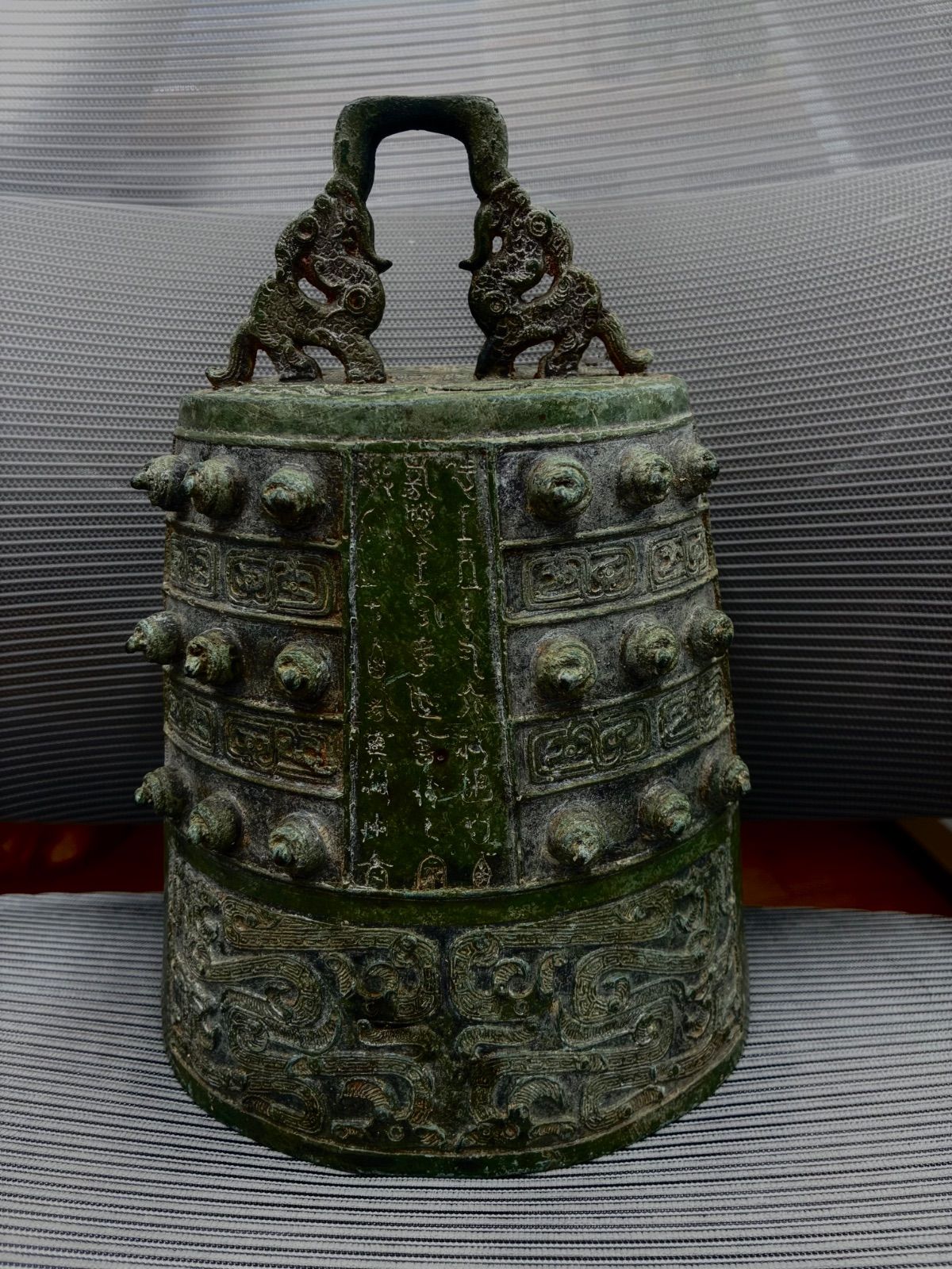 中国古玩 青銅器 銘文編鐘 饕餮紋 骨董品 置物 魔除け