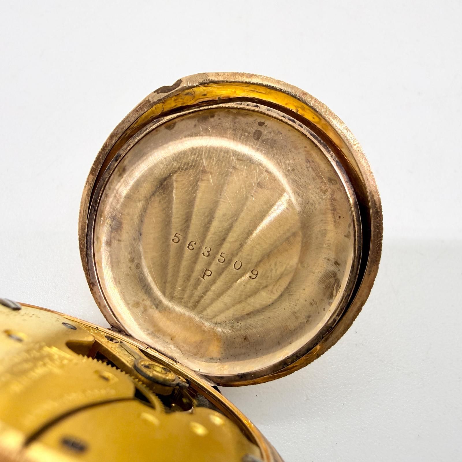 WALTHAM ウォルサム Au40％程度 総重量38.2g 手巻き ハンターケース 花柄彫金 懐中時計 稼働品