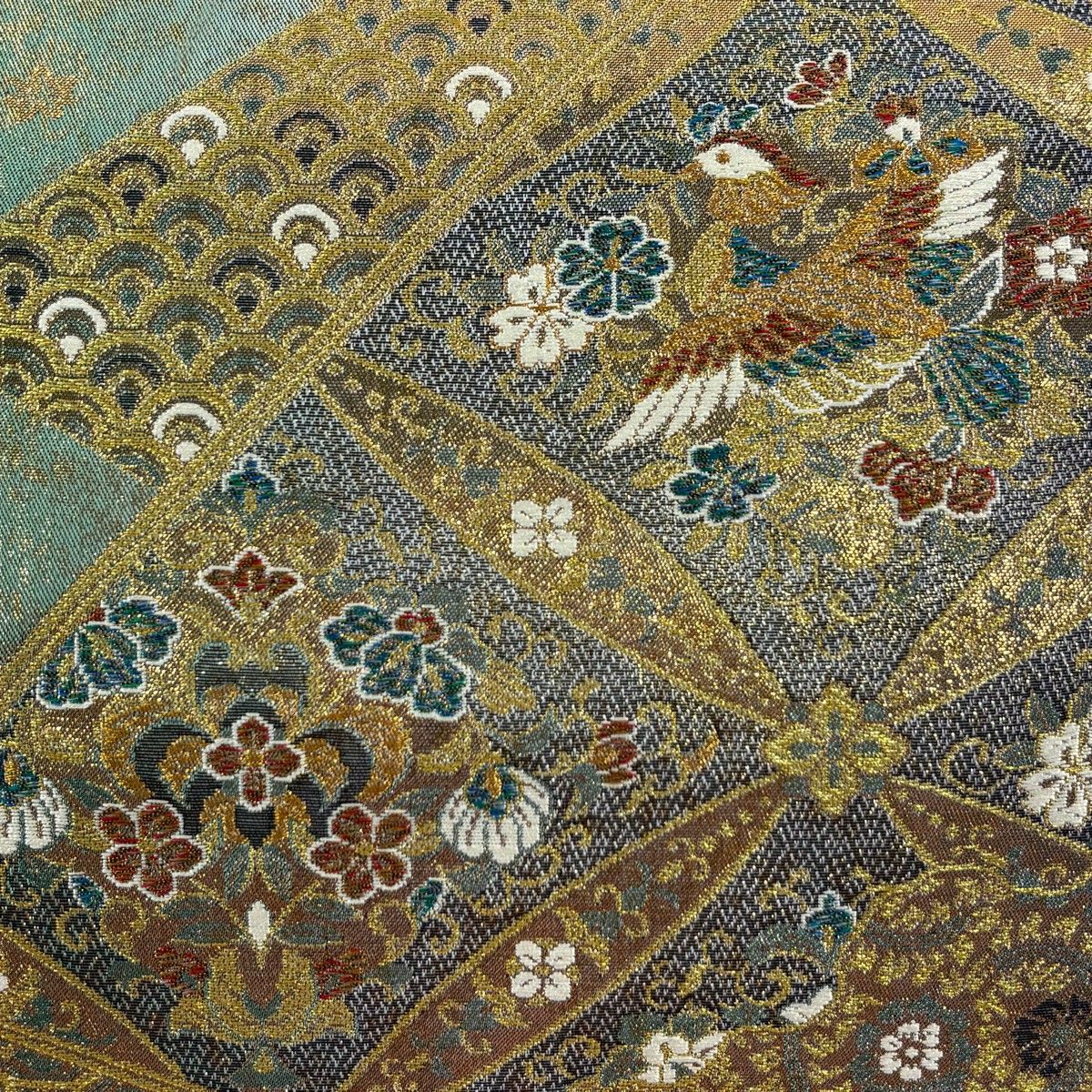 美品】 袋帯 秀品 花鳥 青海波 箔 灰色 六通 正絹 【中古】 - メルカリ