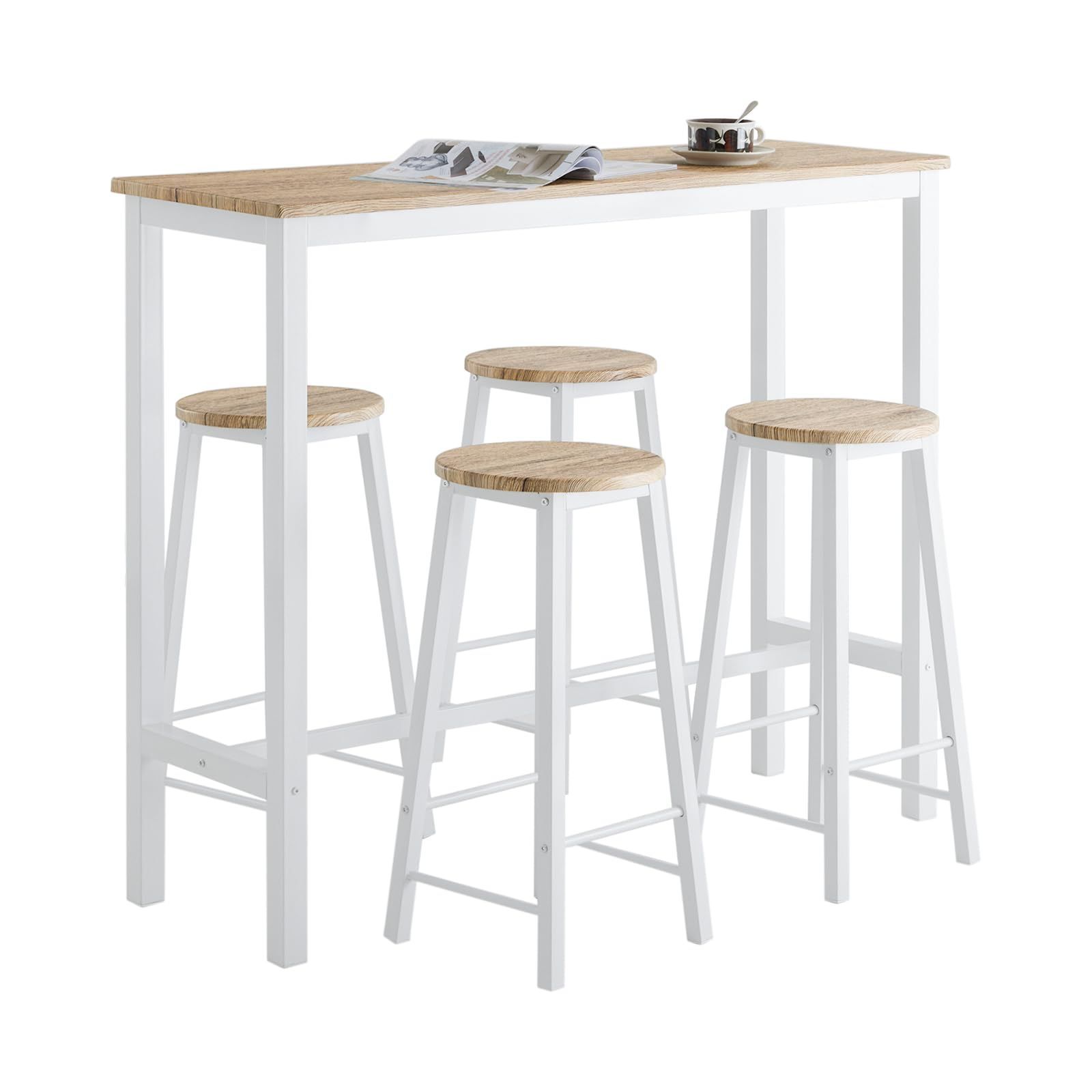 数量限定 テーブルセット - ダイニング&キッチン 4人用 幅120×奥行き40×高さ100cm ナチュラル/オグト22-ワン 木目調 ハイテーブル&パソコンデスク SoBuy バーテーブル&キッチンカウンター