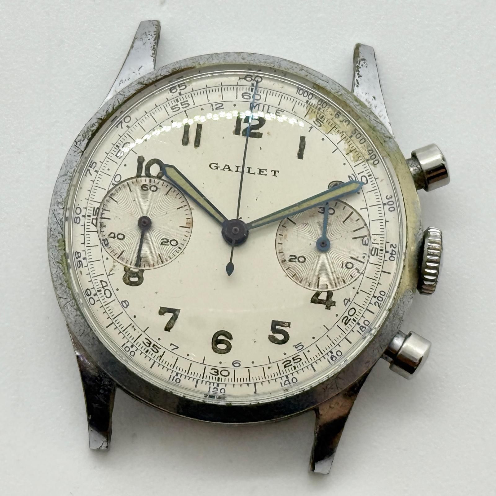 GALLET ギャレット クロノグラフ Cal.188 シルバー 手巻き メンズ ヴィンテージ アンティーク 腕時計 訳あり