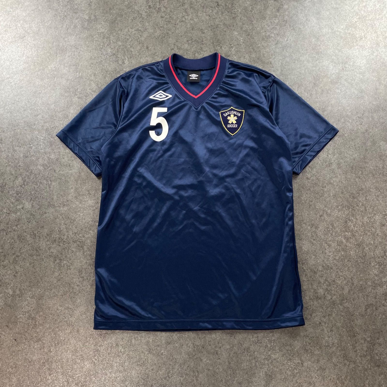 UMBRO GAKUSHUIN SOCCER アンブロ 学習院 サッカー部 半袖 ユニフォーム ワッペン ネイビー L UAS6300