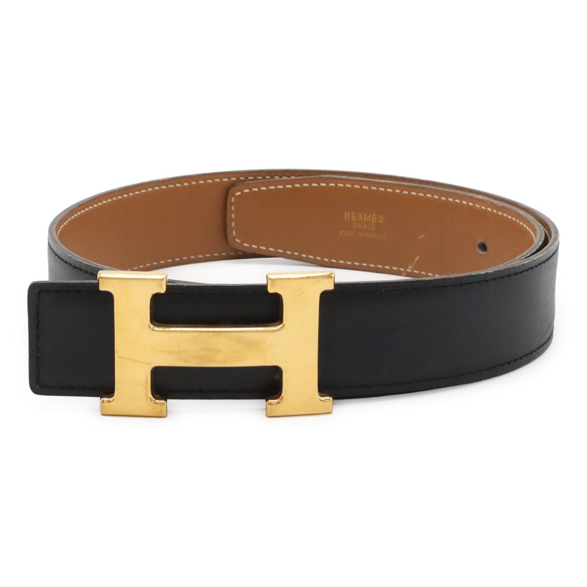 HERMES エルメス Hベルト Hバックル リバーシブル ボックスカーフ BOX