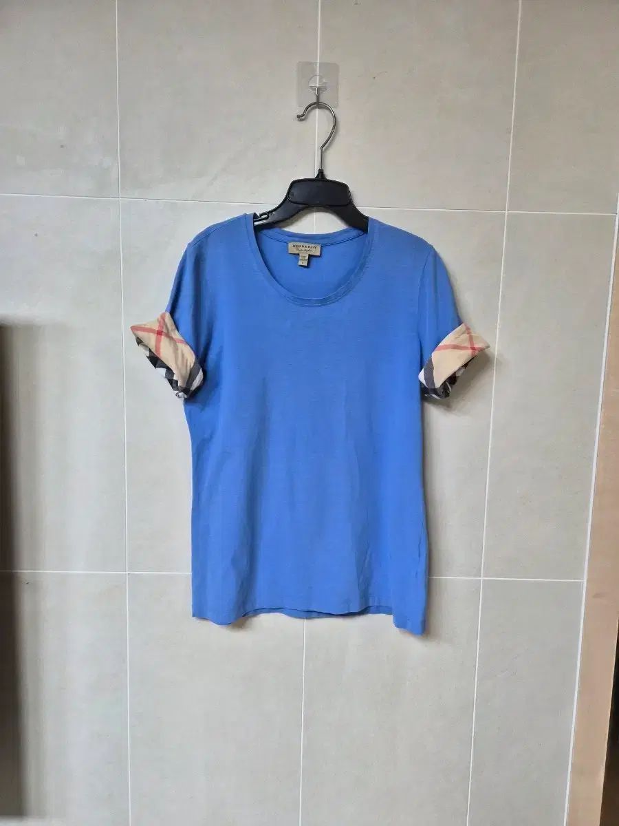 バーバリー ブルー 半袖 Tシャツ チェック 袖 90