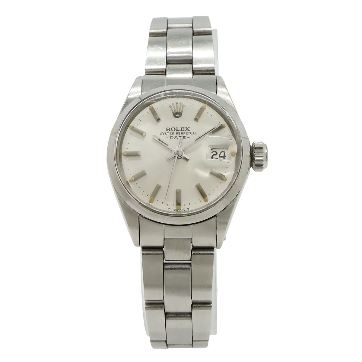 ROLEX ロレックス オイスター パーペチュアル デイト シルバー文字盤 アンティーク SS レディース AT オートマ 腕時計 28番 6516