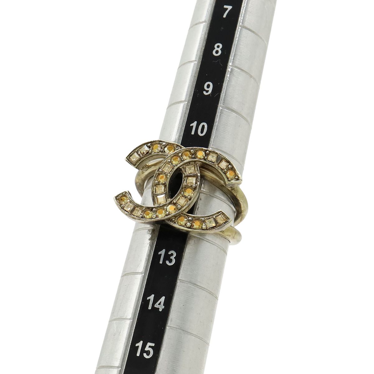 CHANEL シャネル ココマーク ラインストーン リング 指輪 GP ゴールド