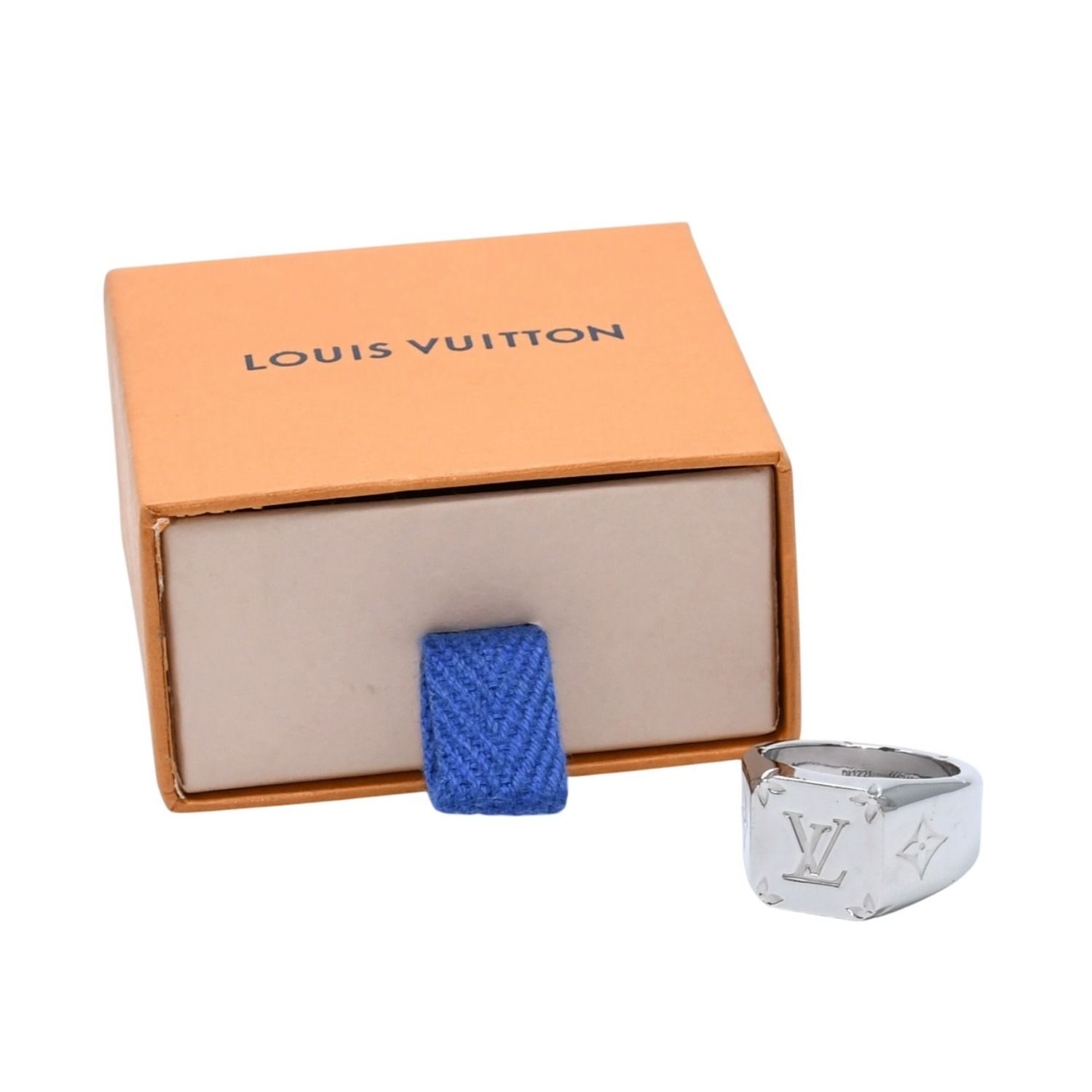 極美品 LOUIS VUITTON ルイヴィトン シルバーリング シルバー シグネットリング M62488 指輪 中古 4a003009