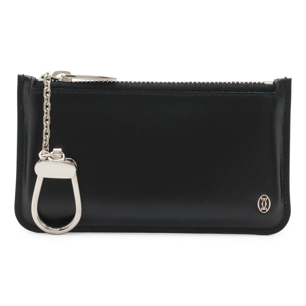 Cartier カルティエ パシャ ドゥ カルティエ コインケース 小銭入れ コインパース レザー ブラック 黒 シルバー金具 キーフック付き