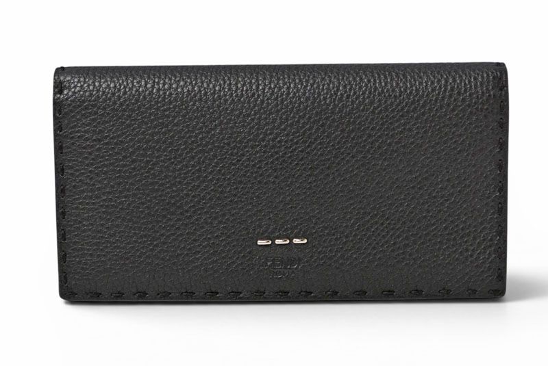 フェンディ 財布 セレリア 長財布 FENDI 7M0186 レザー メンズ ブラック/シルバー金具【中古】
