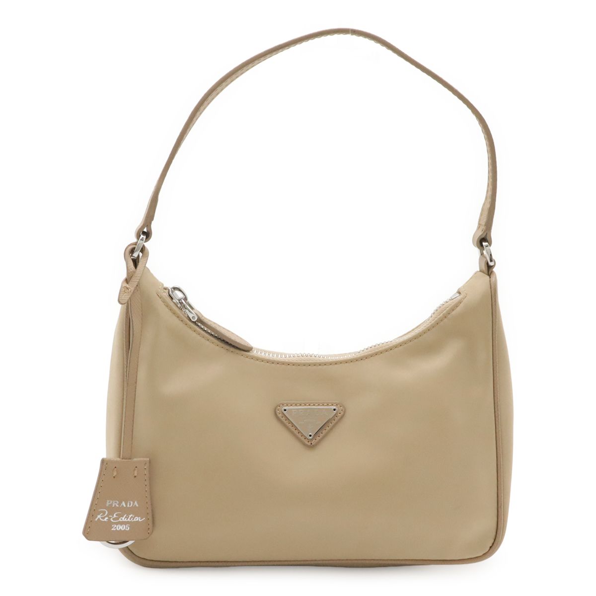 PRADA プラダ トライアングルロゴ アクセサリーポーチ ハンドバッグ ミニバッグ Re-Edition 2005 ナイロン CAMMELLO ベージュ 1N204