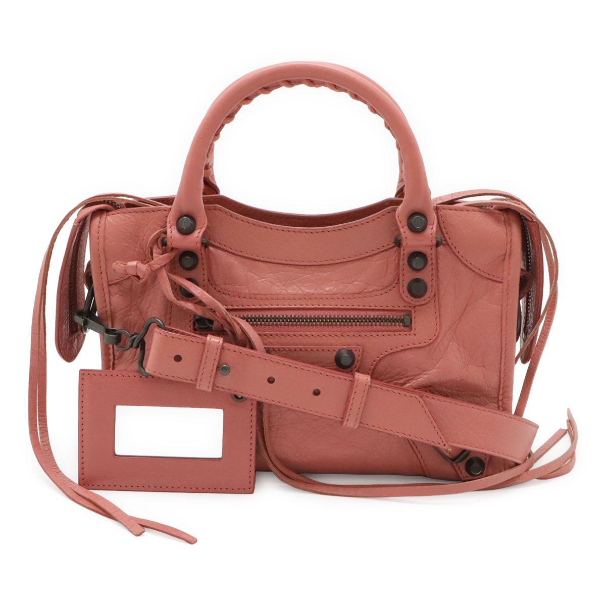 BALENCIAGA バレンシアガ クラシック ミニ シティ ハンドバッグ ミニバッグ 2WAY ショルダーバッグ レザー ピンク ミラー付き 300295