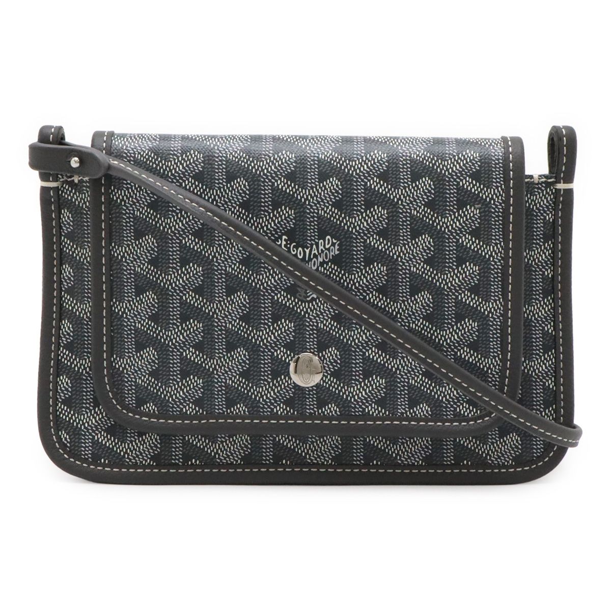 GOYARD ゴヤール プリュメ ポーチウォレット 長財布 ショルダーバッグ ポシェット 2WAY クラッチバッグ ヘリンボーン柄 PVC グレー シルバー金具 119,000円