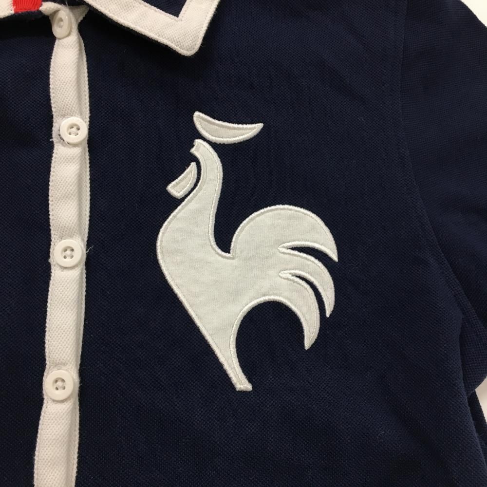 le coq sportif ポロワンピース L ネイビー ルコックゴルフ 半袖ポロワンピース ネイビー×白 胸ロゴ レディース M