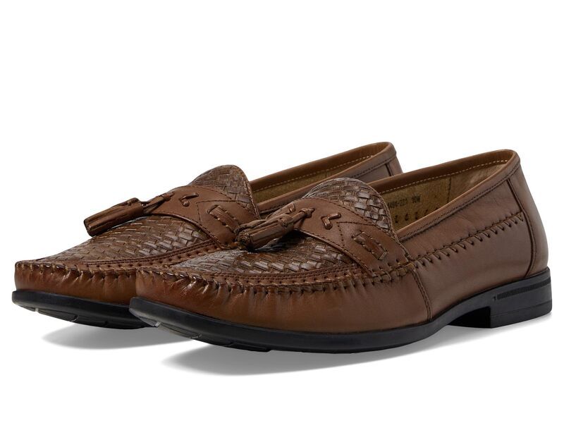 ノンブッシュ メンズ シューズ スリッポン・ローファー Nunn Bush Strafford Woven Moc Toe Loafer Cognac