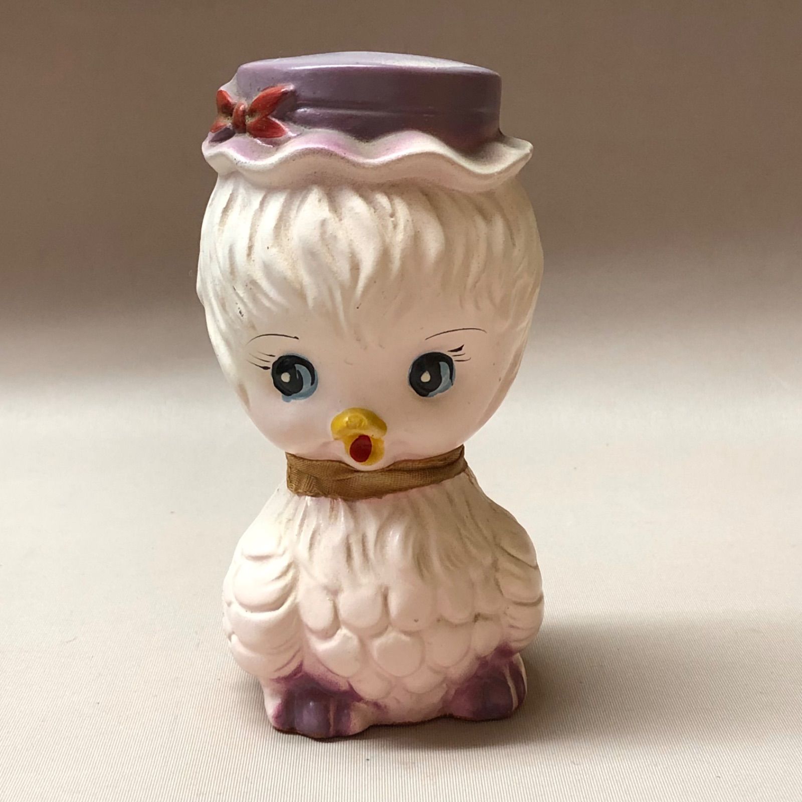 50〜60's ミッドセンチュリー期 MCM ヴィンテージ 陶器製置物 貯金箱 昭和レトロ 擬人化 ひよこ 帽子 ヴィンテージ インテリア ディスプレイ 装飾品