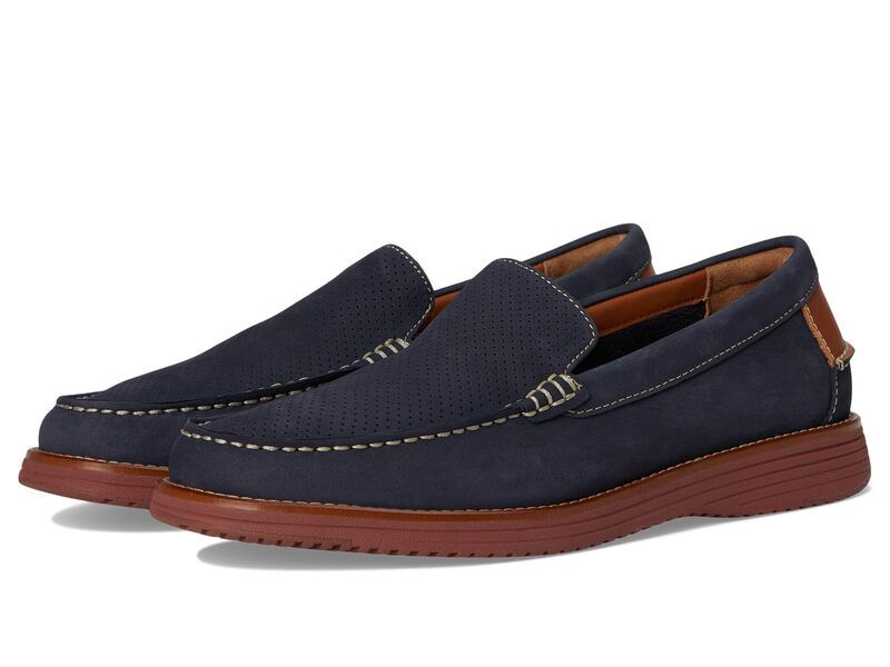 ジョンストンアンドマーフィー メンズ シューズ スリッポン・ローファー Johnston Murphy Upton Perfed Venetianavy Nubuck ネイビー