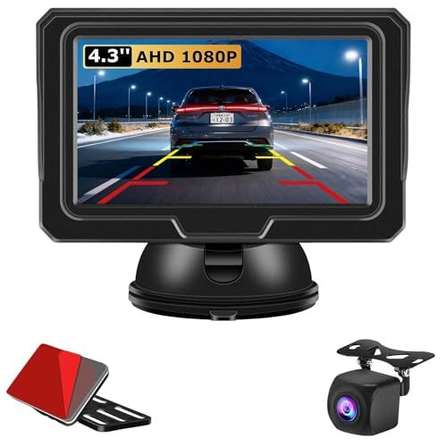 Jansite AHD 1080P 4.3インチLCD バックモニター バックカメラモニターセット新型2種類の電源供給 超暗視機能 DIYガイド線表示対応 IP68防塵防水 正鏡像切り替え 12V車両対応 シガーソケット給電 取り付け簡単 リ b3d632a6