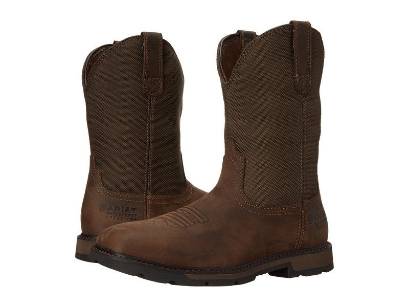 アリアト メンズ シューズ ブーツ・レインブーツ Ariat Groundbreaker Wide Square Toe H20 ST Palm BrownBall ブラウン