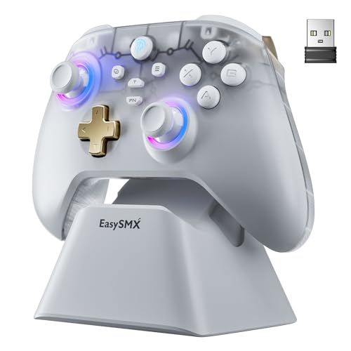 【新品】EasySMX D05 PC コントローラー、充電ドック、RGBバックライト、ワイヤレスコントローラー、Switch ジョイコン、PC/Switch/iOS/Android/Steam Deck用ゲームパッド、ホール効果トリガー付き、 f73e6639