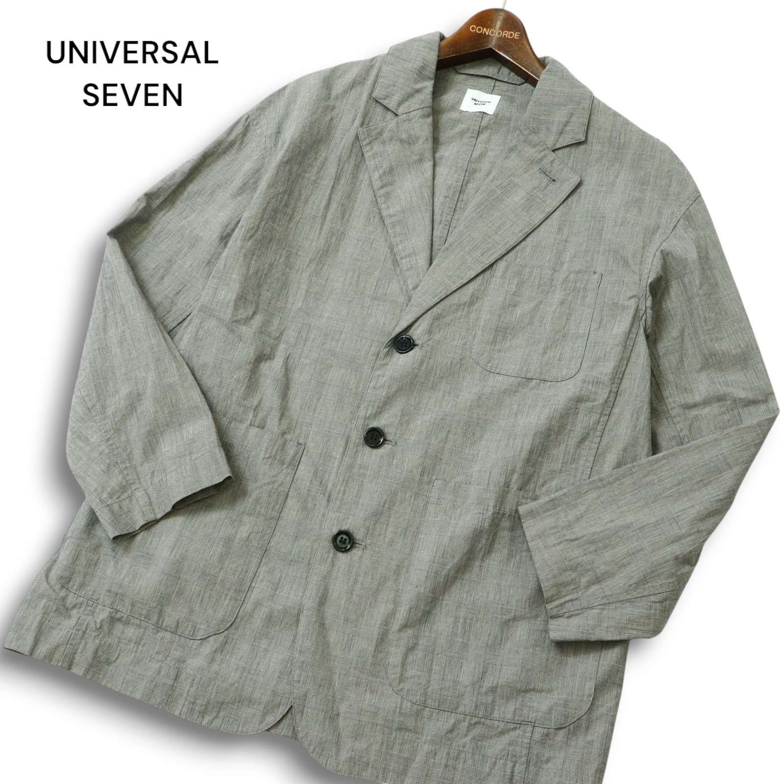 UNIVERSAL SEVEN ユニヴァーサルセブン 春夏 グレンチェック♪ タイプライター ジャケット Sz.F レディース 日本製 UNIVERSAL SEVEN ユニヴァーサルセブン 春夏 グレンチェック タイプ