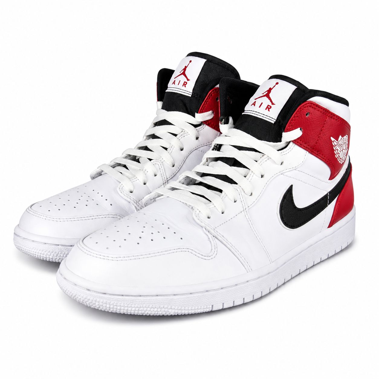 人気 NIKE AIR JORDAN 1 MID WHITE BLACK GYM RED ナイキ エア 