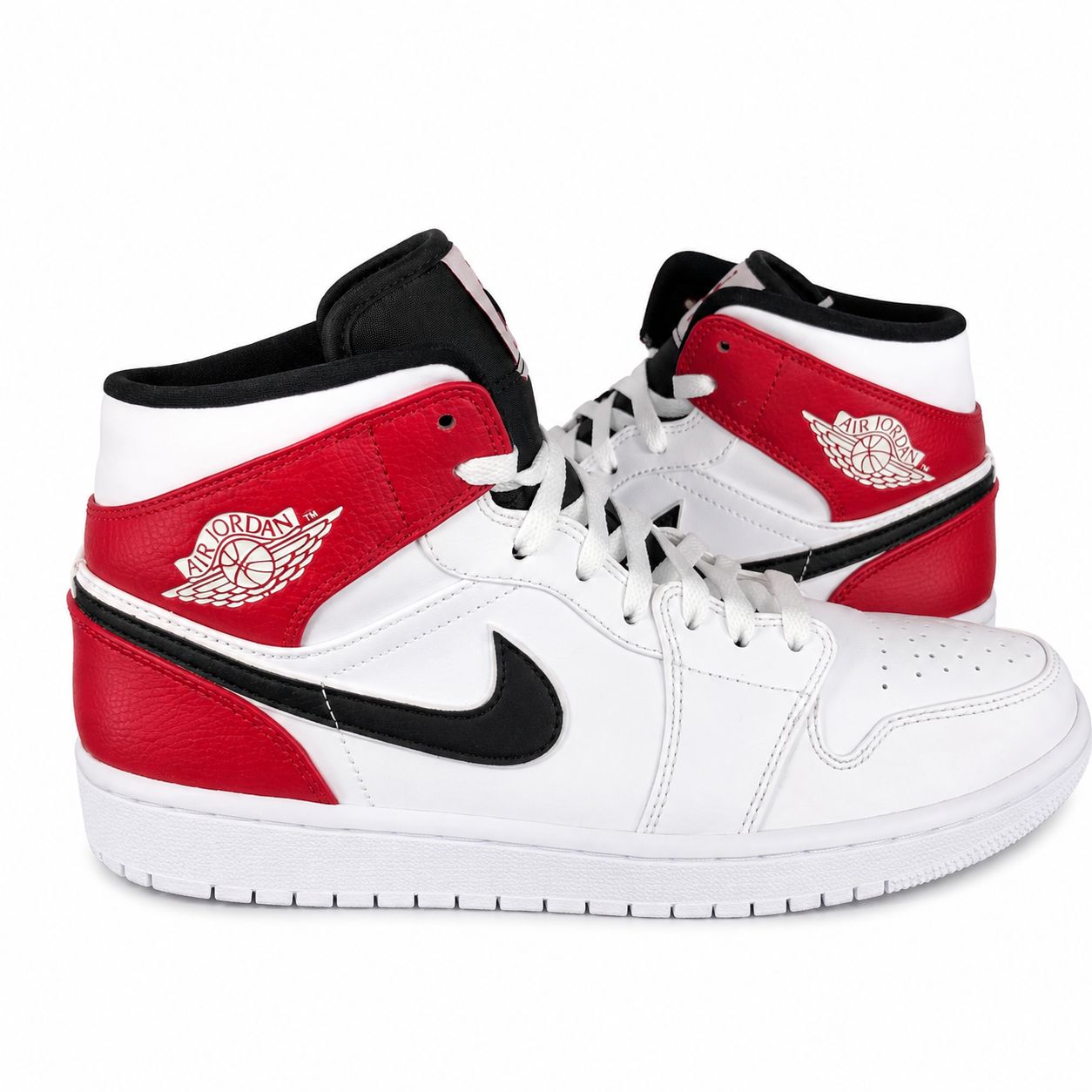 人気 NIKE AIR JORDAN 1 MID WHITE BLACK GYM RED ナイキ エア 