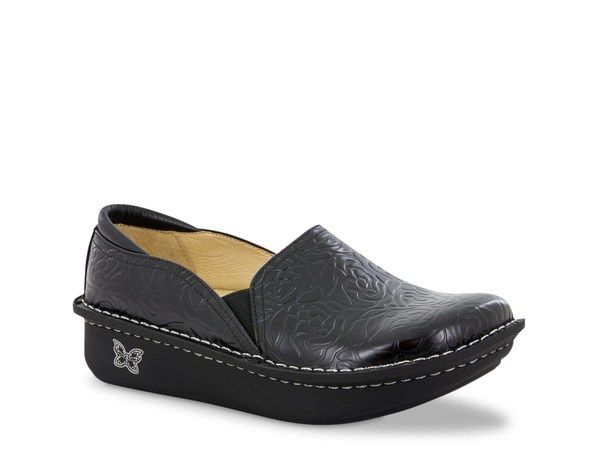 アレグリア レディース シューズ スリッポン・ローファー Alegria Debra SlipOn Black Floral Embossed ブラック